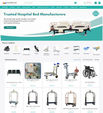 Hospital furniture and medical equipment ecommerce website developed by Web Bird