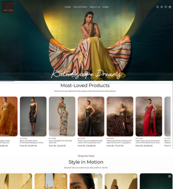 Fashion and apparel ecommerce website showcasing designer clothing collections